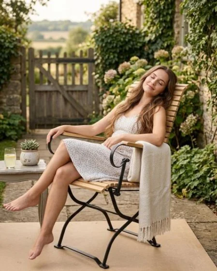 bequemer-klassischer Hochlehner-Gartenstuhl<br />BILD wurde KI erstellt